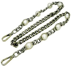 Elegant 27 inches Silver Chain with white beads  Accents. Bag / wallet Strap